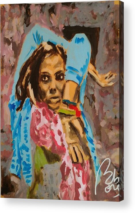 Pose Acrylic Print featuring the painting Hands up sketch I by Bachmors Artist