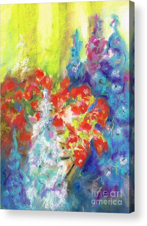 Flowers Acrylic Print featuring the painting Hanging with the Delphiniums by Frances Marino