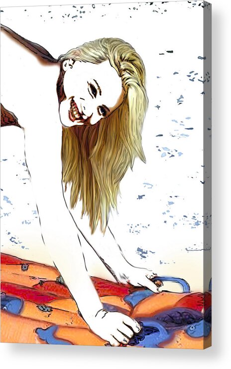 A Girl At The Beach Acrylic Print featuring the photograph Hayley number fifteen by Leo Malboeuf