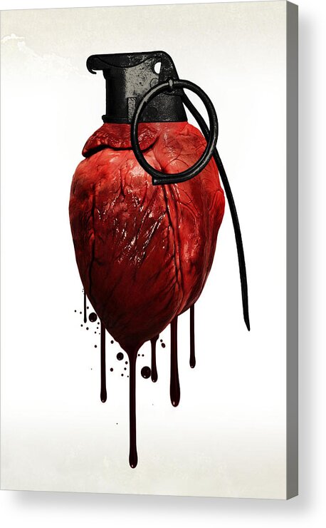 Heart Acrylic Print featuring the mixed media Heart Grenade by Nicklas Gustafsson