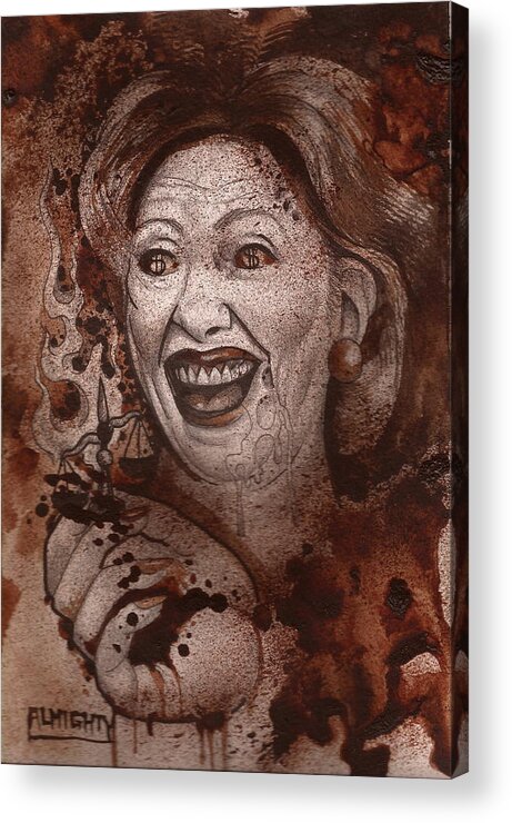 Ryan Almighty Acrylic Print featuring the painting Hillary Clinton by Ryan Almighty