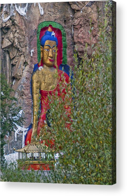 Asia Acrylic Print featuring the photograph Hillside Buddha by Alan Toepfer