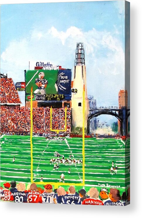 Football Acrylic Print featuring the painting Home of the Pats by Jack Skinner