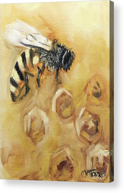 Bee Acrylic Print featuring the painting Honey Bee by Melissa Torres