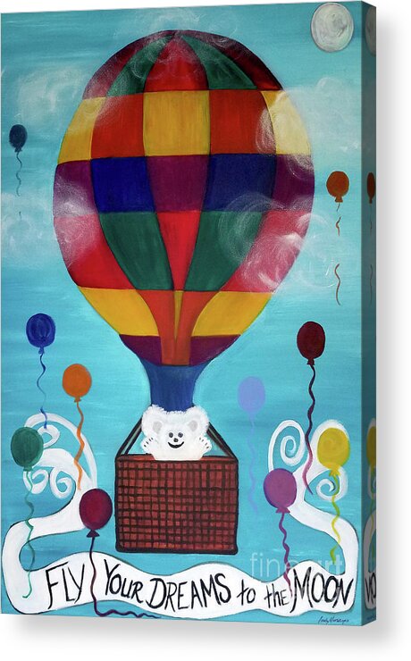 Hot Air Balloon Acrylic Print featuring the painting Hot Bear Balloon by Artist Linda Marie