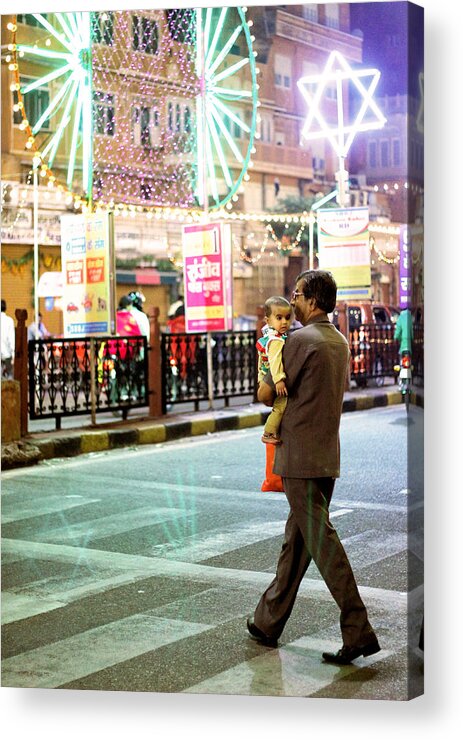 Street Photography Acrylic Print featuring the photograph In Safe Hands by Prakash Ghai