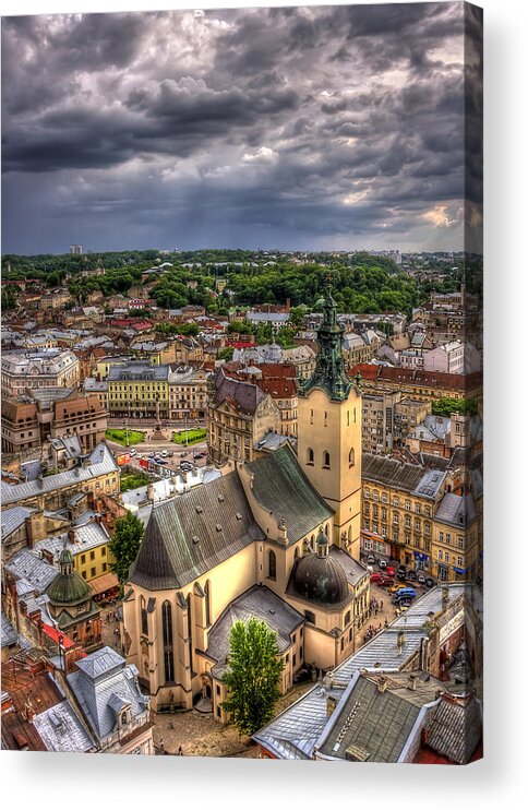 Above Acrylic Print featuring the photograph In the Heart of the City by Evelina Kremsdorf