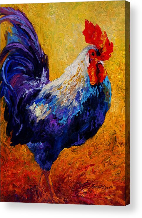 Rooster Acrylic Print featuring the painting Indy - Rooster by Marion Rose