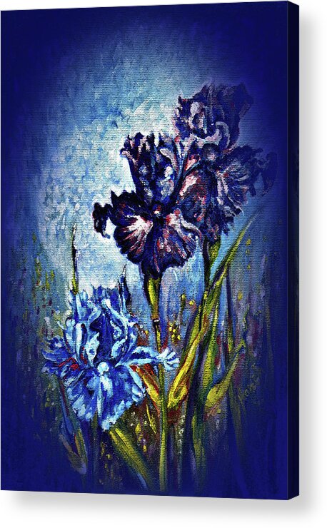 Flowers Acrylic Print featuring the painting Iris by Harsh Malik