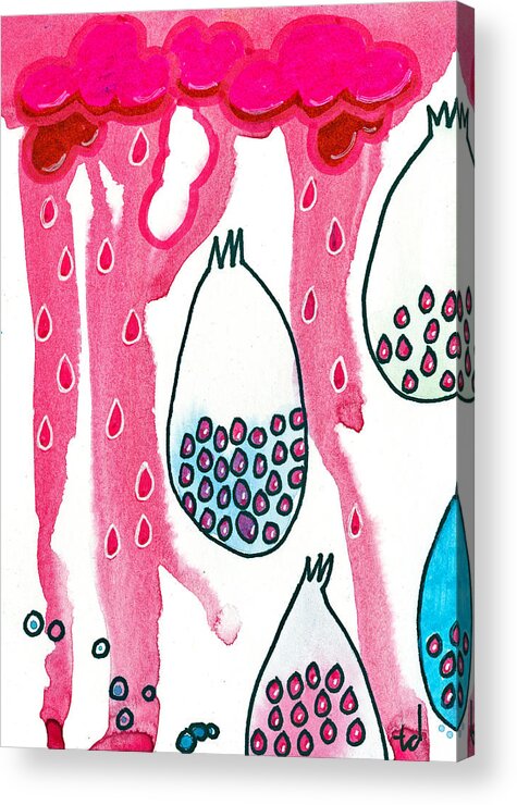Pink Acrylic Print featuring the mixed media It's Raining Poms by Tonya Doughty