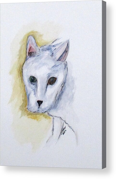 Cat Acrylic Print featuring the painting Jade The Cat by Clyde J Kell