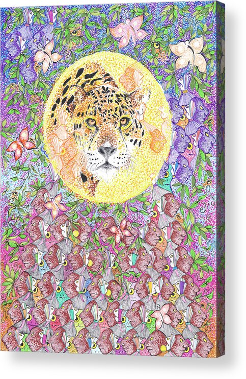 Jaguar Acrylic Print featuring the drawing Jaguar Night by Doug Johnson