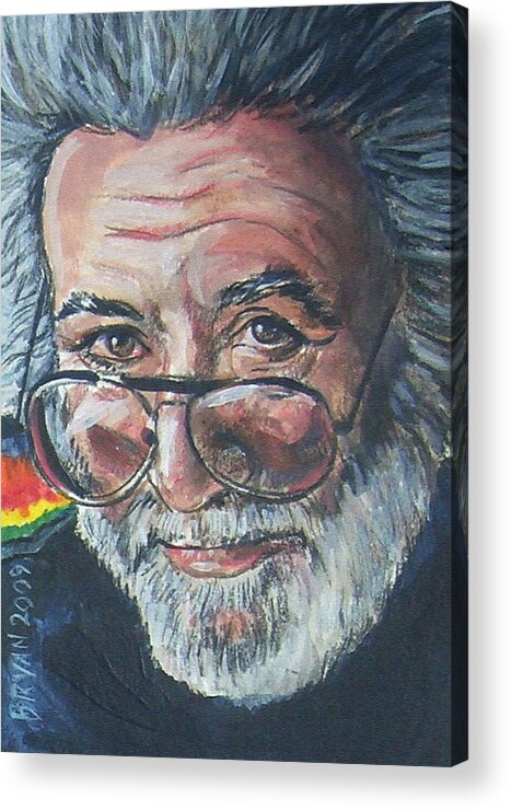 Jerry Garcia Acrylic Print featuring the painting Jerry Garcia by Bryan Bustard