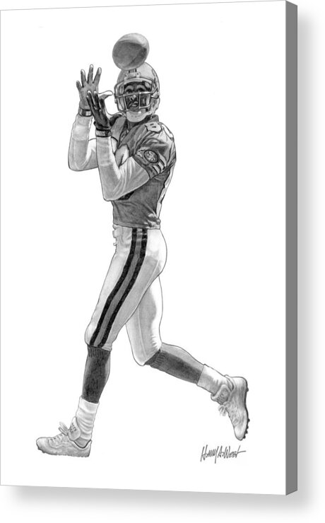 Jerry Rice Acrylic Print featuring the drawing Jerry Rice by Harry West