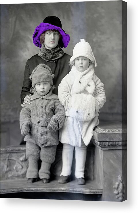 Key Words: 1920s Acrylic Print featuring the photograph Julia Johnson in Purple Cloche by Rachel Knight
