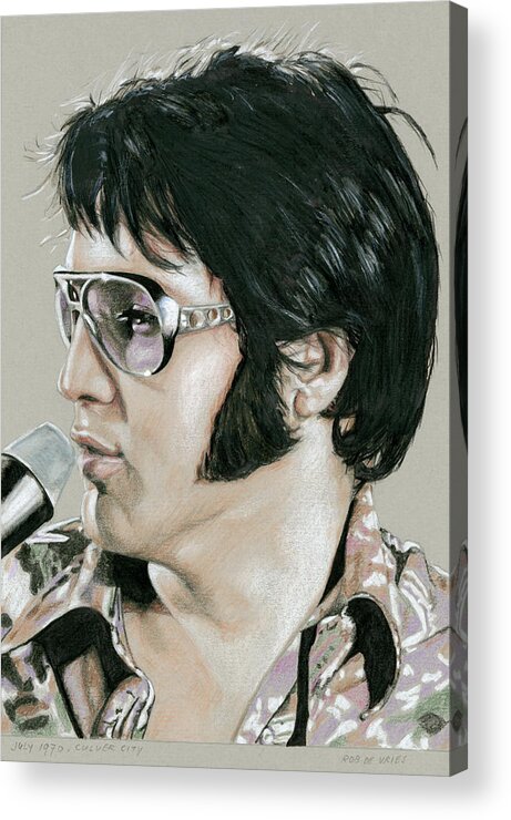 Elvis Acrylic Print featuring the drawing July 1970, Culver City by Rob De Vries