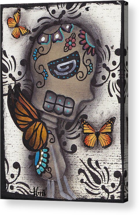 Day Of The Dead Acrylic Print featuring the painting Just a Butterfly by Abril Andrade