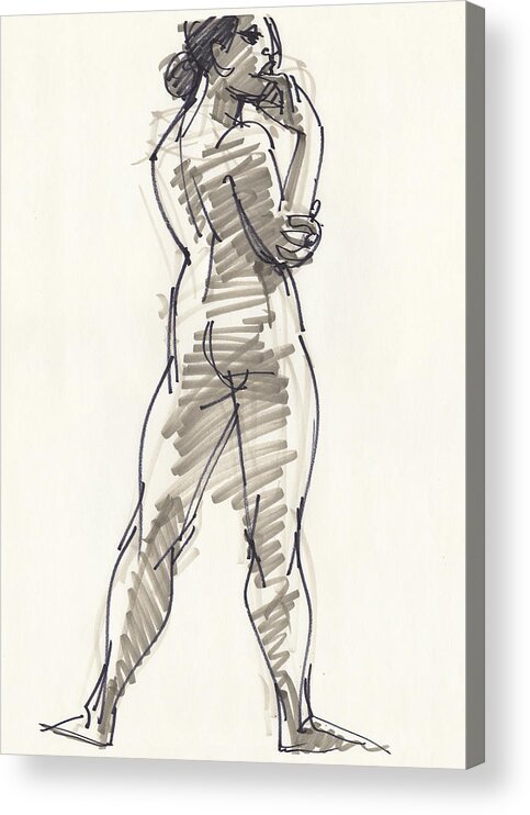 Figure Study Acrylic Print featuring the drawing Kath by Judith Kunzle