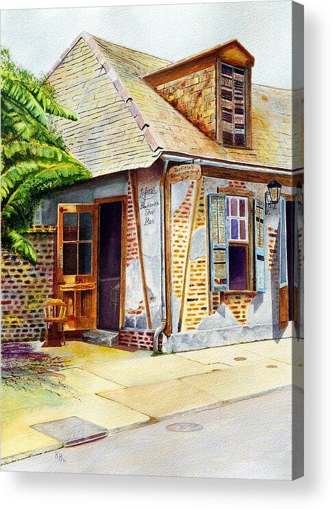 Lafittes Acrylic Print featuring the painting Lafittes of New Orleans by Karen Fleschler