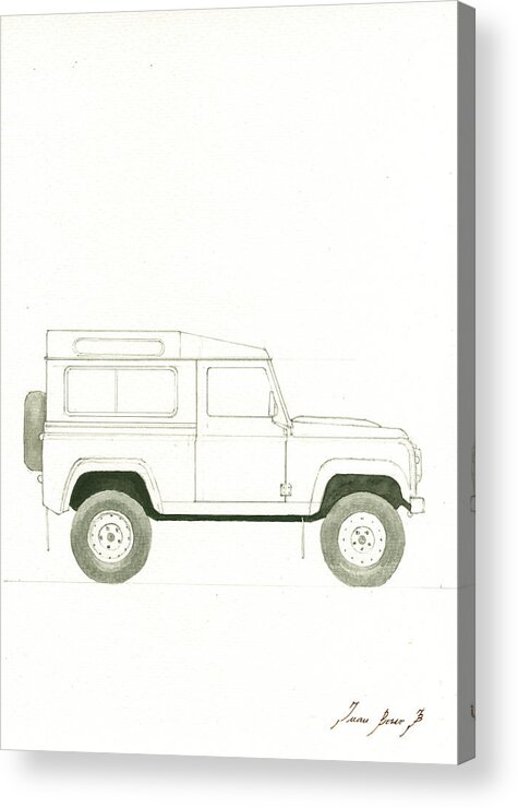 Land Rover Defender Acrylic Print featuring the painting Land Rover defender by Juan Bosco