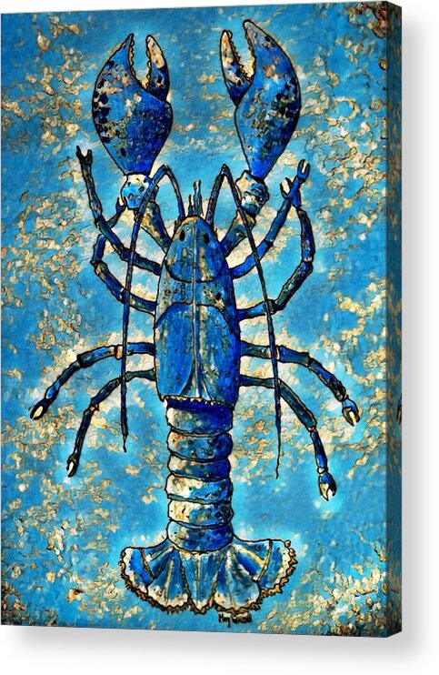 Lobsters Acrylic Print featuring the digital art Last of the Blue Lobster by Megan Walsh