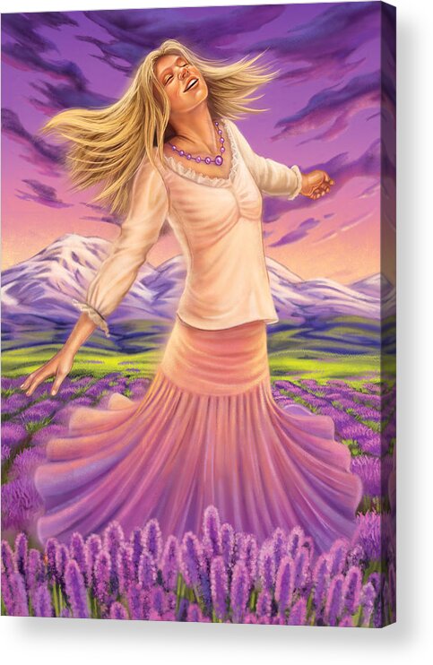 Lavender Acrylic Print featuring the mixed media Lavender - Heal through Joy by Anne Wertheim