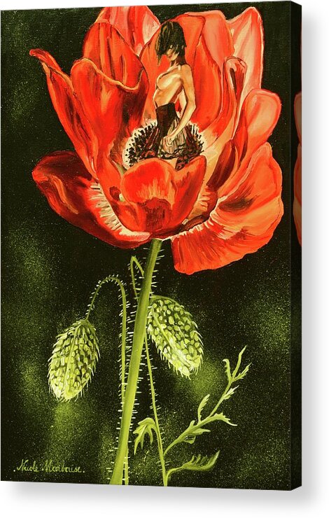  Acrylic Print featuring the painting Le Coquelicot by Nicole MARBAISE