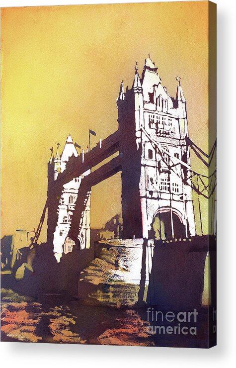 Bridge Acrylic Print featuring the painting London Bridge- UK by Ryan Fox