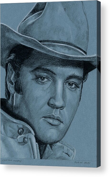 Elvis Acrylic Print featuring the drawing Lonesome Cowboy by Rob De Vries