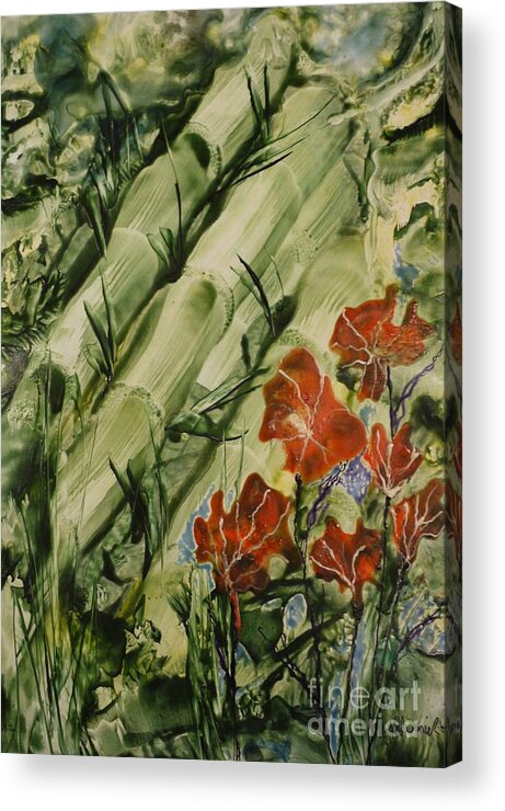 Bamboo Acrylic Print featuring the painting Luck in the Forest by Heather Hennick