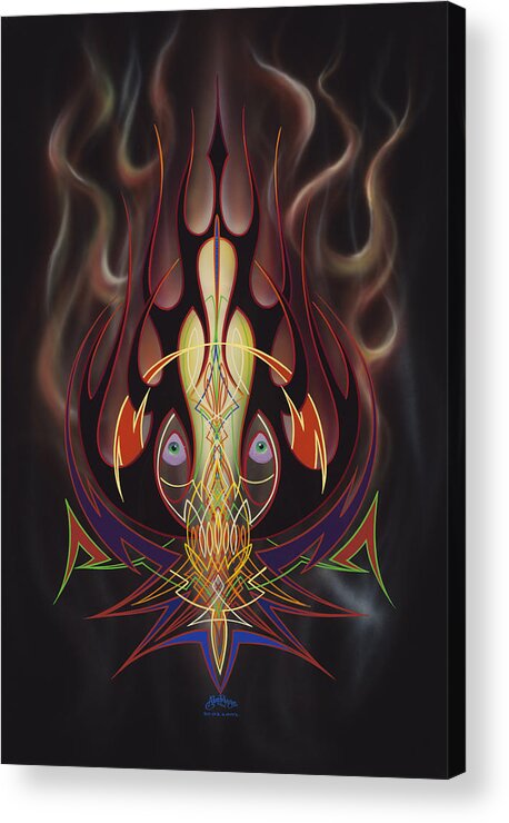 Flames Acrylic Print featuring the painting Lust by Alan Johnson