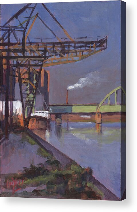 Maastricht Acrylic Print featuring the painting Maastricht industry by Nop Briex