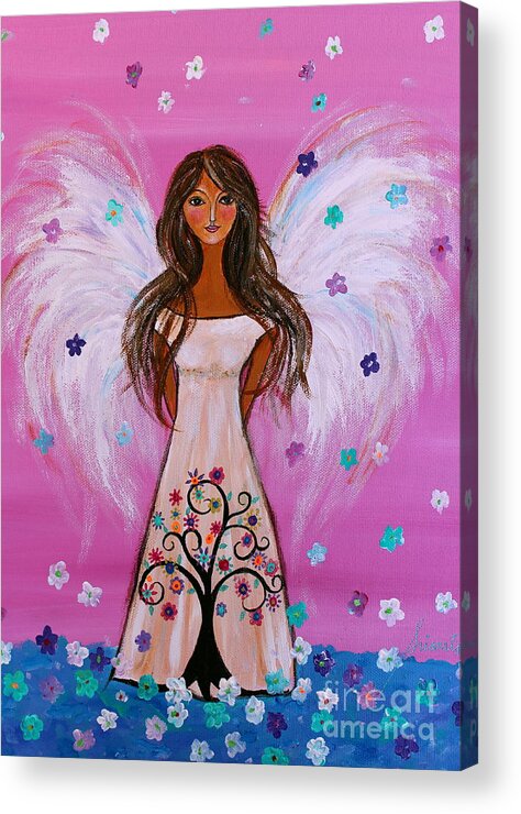 Maddie Gacula Acrylic Print featuring the painting Pink Angel of Life by Pristine Cartera Turkus