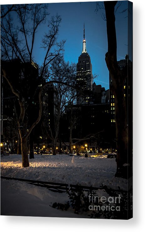 Empire State Acrylic Print featuring the photograph Madison Square Park and the Empire State by James Aiken