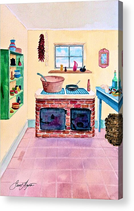 Mexico Acrylic Print featuring the painting Mamacita's Kitchen by Frank SantAgata