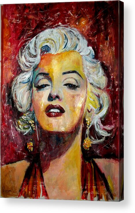 Marilyn Acrylic Print featuring the painting Marilyn Monroe by Marcelo Neira