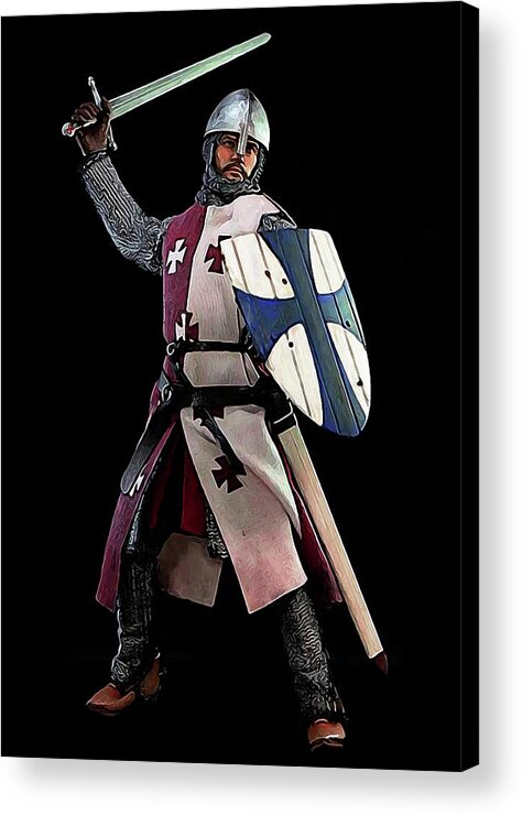 Medieval Infantry Acrylic Print featuring the painting Medieval Warrior by AM FineArtPrints
