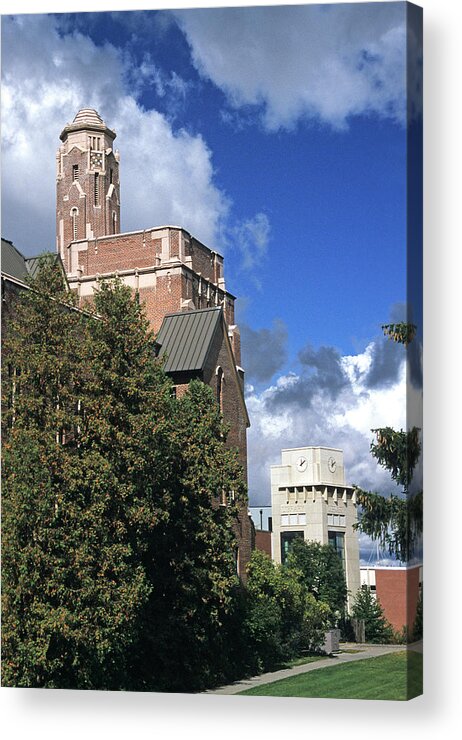 Outdoors Acrylic Print featuring the photograph Memorial Gym and Library by Doug Davidson