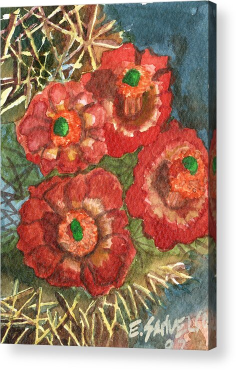 Orange Acrylic Print featuring the painting Mexican Pincushion by Eric Samuelson