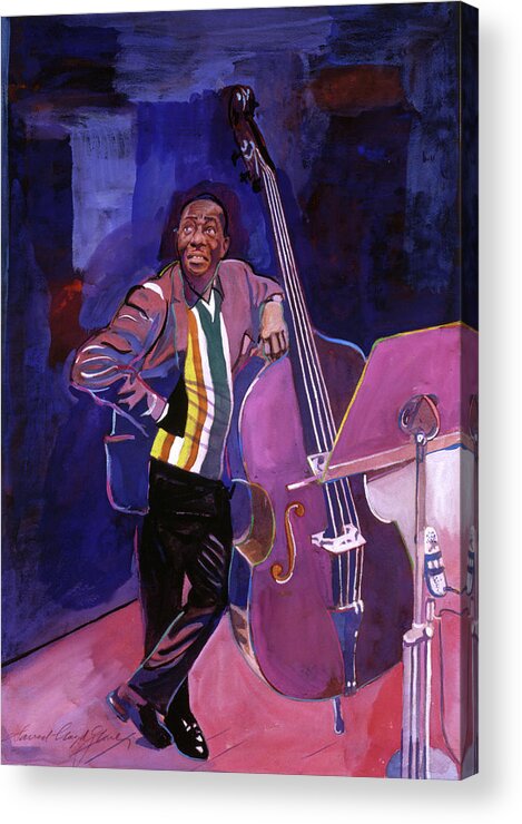 Jazz Acrylic Print featuring the painting Milt Hinton Jazz Bass by David Lloyd Glover