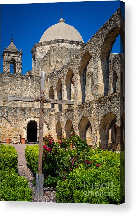 America Acrylic Print featuring the photograph Mission San Jose Towers by Inge Johnsson