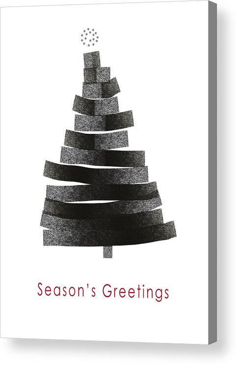 Modern Acrylic Print featuring the mixed media Modern Winter Tree- Season's Greetings Art by Linda Woods by Linda Woods