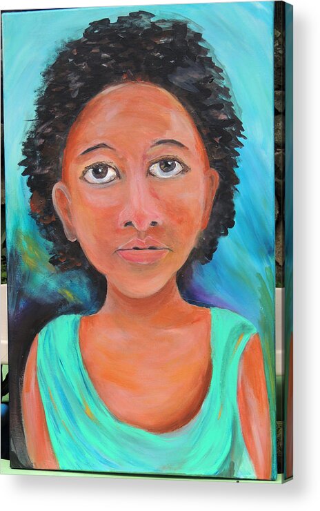 Girl Acrylic Print featuring the painting Mona by Debbie Hall