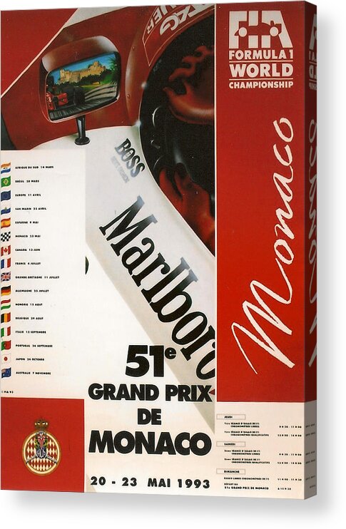 Monaco Grand Prix Acrylic Print featuring the digital art Monaco F1 1993 by Georgia Fowler