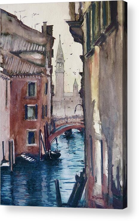 Painting Acrylic Print featuring the painting Morning In Venice by Geni Gorani