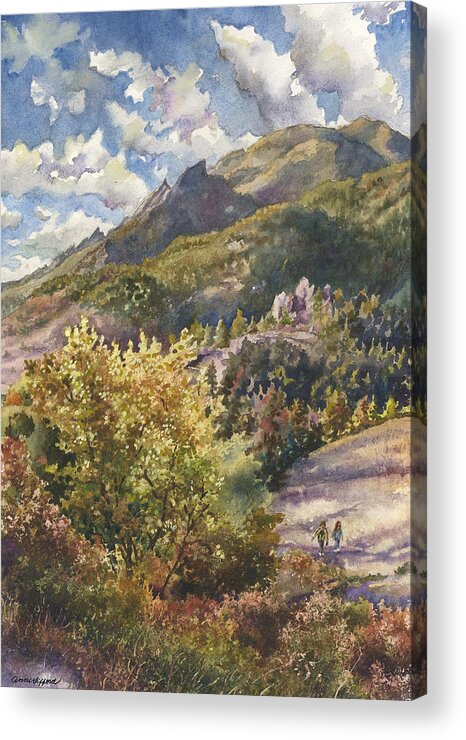 Autumn Painting Acrylic Print featuring the painting Morning Walk at Mount Sanitas by Anne Gifford