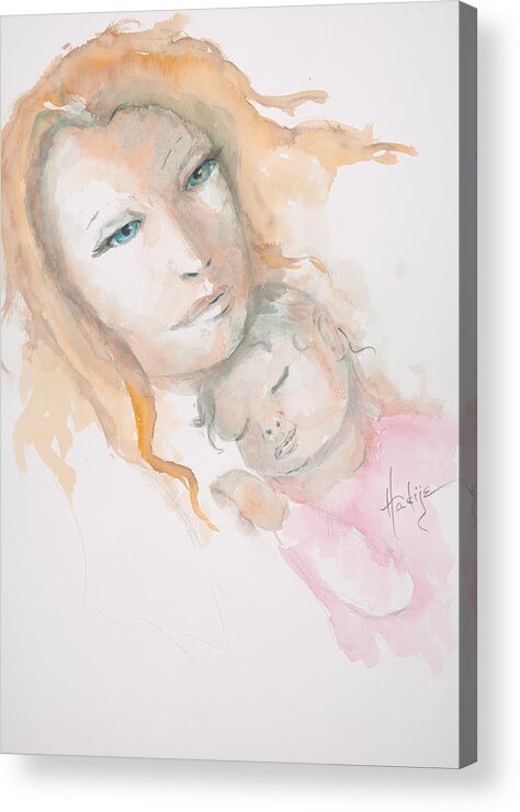 Mother Acrylic Print featuring the painting Mother And Child by Mary DuCharme