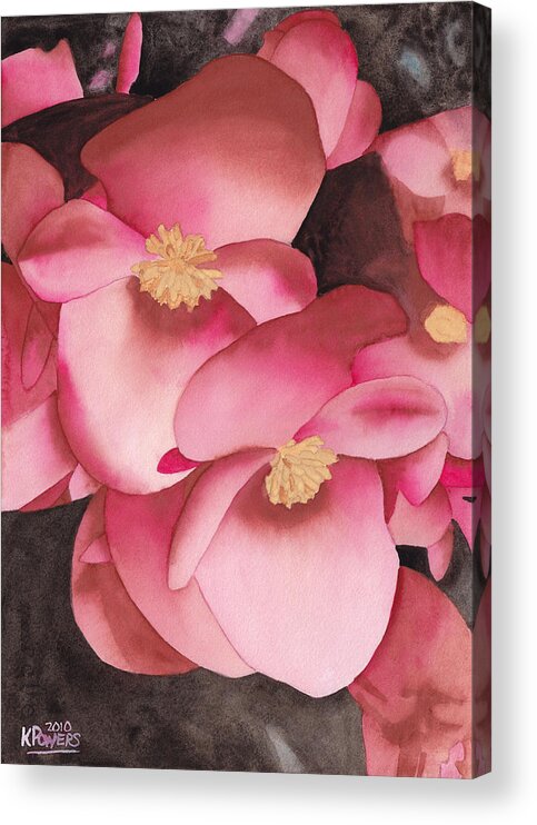 Watercolor Acrylic Print featuring the painting My French Neighbor's Flowers by Ken Powers