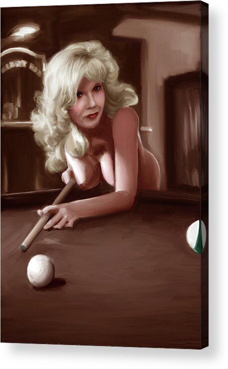 Nude Art Acrylic Print featuring the digital art Naked Billiards 2 by Shelby