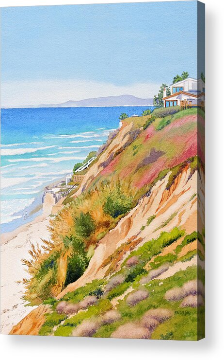 Pacific Ocean Acrylic Print featuring the painting Neptune's View Leucadia California by Mary Helmreich